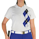 Golf Knickers: Ladies Argyle Paradise Golf Shirt - Royal/Black/White Clothing