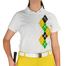 Golf Knickers: Ladies Argyle Paradise Golf Shirt - Yellow/Lime/Black Clothing