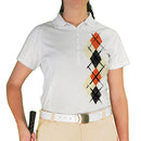 Golf Knickers: Ladies Argyle Paradise Golf Shirt - Natural/Black/Orange Clothing