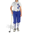 Golf Knickers: Ladies Argyle Paradise Golf Shirt - Royal/White Clothing