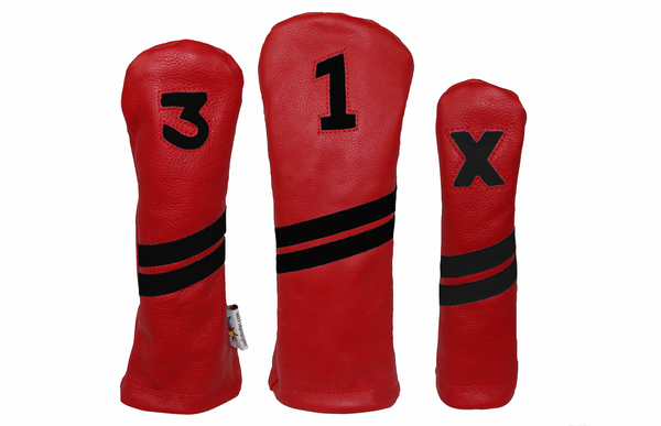 Sunfish: Leather Headcovers Set - Red & Black