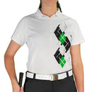 Golf Knickers: Ladies Argyle Paradise Golf Shirt - Black/Lime/White Clothing