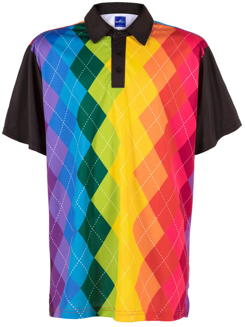 Rainbow Argyle Mens Golf Polo Shirt by ReadyGOLF