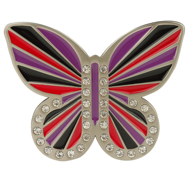 Druh Belt Buckle - Red Black and Purple Butterfly