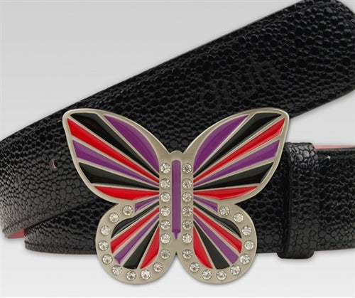 Druh Belt Buckle - Red Black and Purple Butterfly