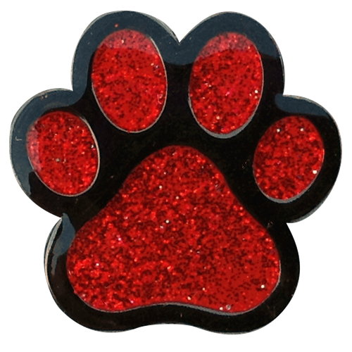 ReadyGolf: Glitter Ball Marker & Hat Clip - Paw Print (Red)