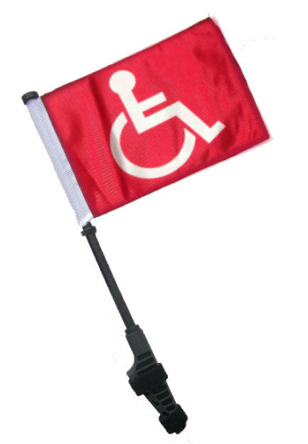 SSP Flags: Small 6x9 inch Golf Cart Flag with EZ On/Off Pole Bracket - Handicap (Red)