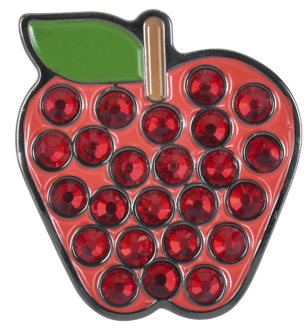 ReadyGolf: Red Apple Ball Marker & Hat Clip with Crystals