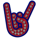 ReadyGolf: Hand Gesture - Rock On Ball Marker & Hat Clip with Crystals