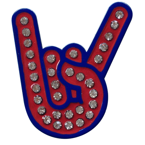 ReadyGolf: Hand Gesture - Rock On Ball Marker & Hat Clip with Crystals