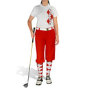 Golf Knickers: Ladies Argyle Paradise Golf Shirt - Red/White Clothing
