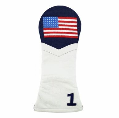 Smathers & Branson: Driver Needlepoint Golf Headcover - American Flag (White)
