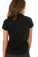 Golftini: Women's Short Sleeve Ruffle Tech Polo - Black Clothing