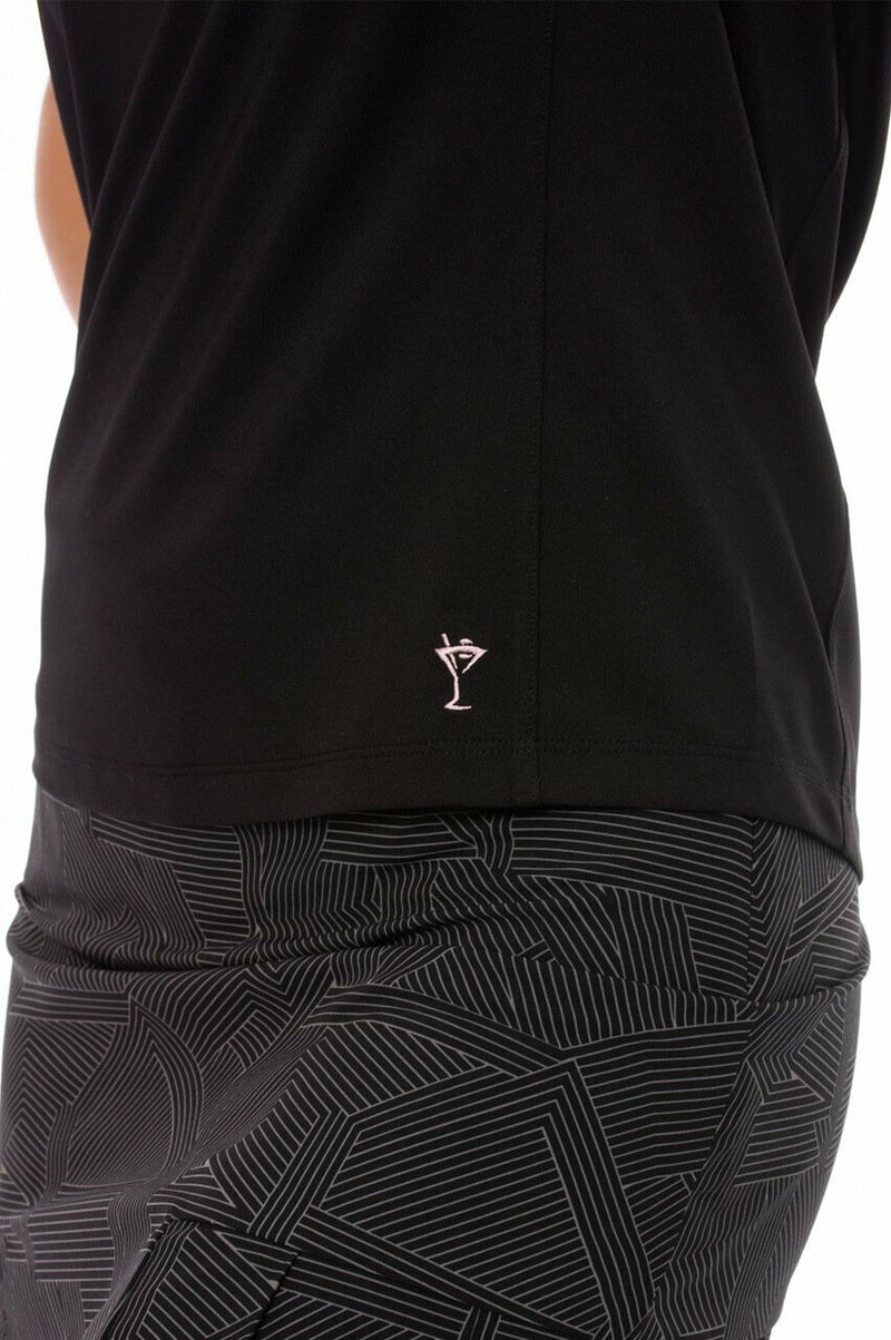 Golftini: Women's Short Sleeve Ruffle Tech Polo - Black