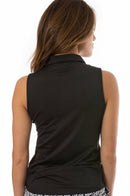 Golftini: Women's Sleeveless Zip Tech Polo - Black Clothing