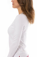 Golftini: Women's Long Sleeve V-Neck Sweater - White