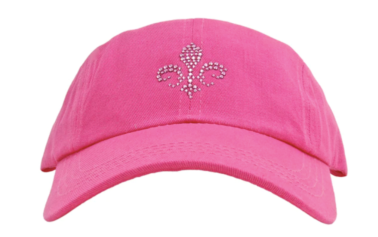 Dolly Mama: Ladies Rachel Baseball Hat - Fleur de Lis on Hot Pink