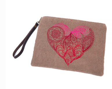 Physician Endorsed: Womens Bag/Clutch - Mendhi Heart (Cocoa)