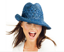 Profile by Gottex: Women's Andros Crochet Fedora Sun Hat - Blue