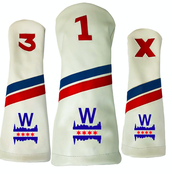Sunfish: DuraLeather Headcovers - Fly the W Chicago Skyline - Cubs