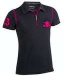 Tattoo Golf: Women's Lucky 13 Hybrid Golf Shirt - Black /Pink Clothing