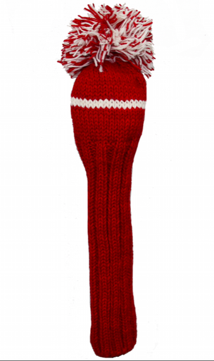 Sunfish: Hand-Knit Classic Pom Pom Driver Headcover - Red and White - SALE