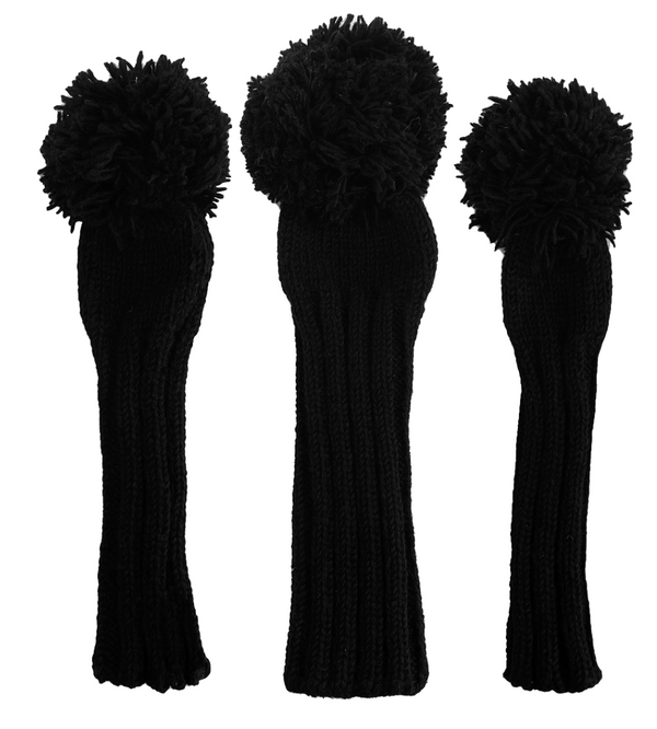 Sunfish: Hand-Knit Wool Headcovers - Murdered Out Black on Black