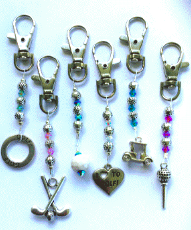 One Putt Designs - Zipper Pulls with Golf Charms (Set of 6)