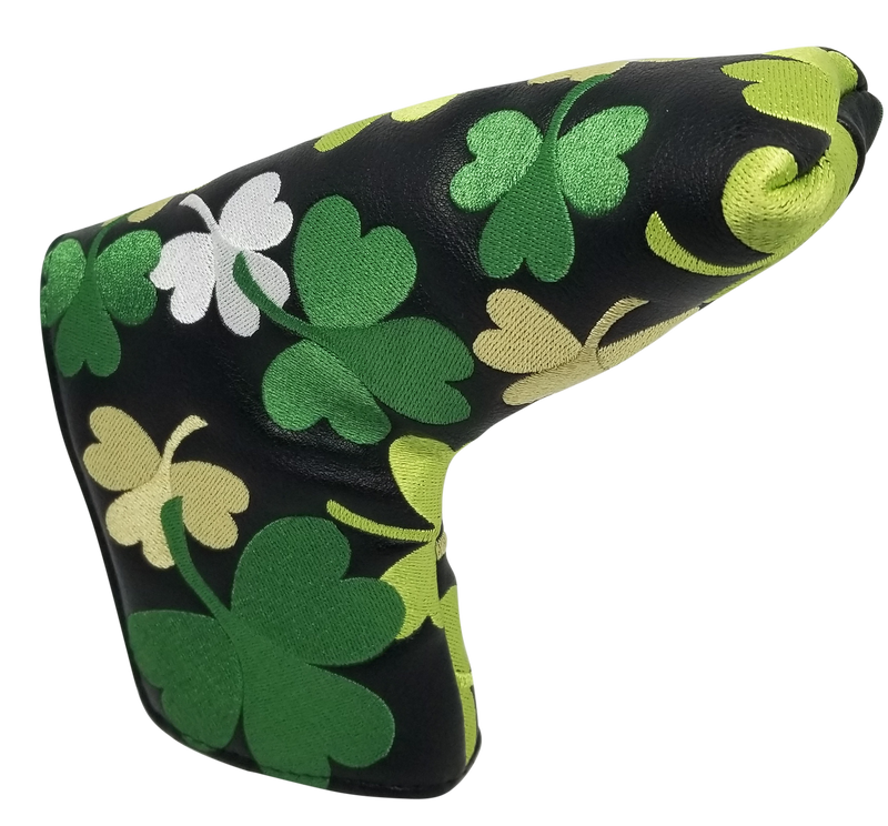 Shamrocks All-Over Embroidered Putter Cover by ReadyGOLF - Blade