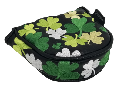 Shamrocks All-Over Embroidered Putter Cover by ReadyGOLF - Mallet