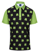 Four-Leaf Clover (Lime Green) Mens Golf Polo Shirt by ReadyGOLF