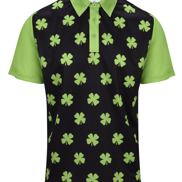 Four Leaf Clover Lime Green Men's Golf Polo Shirt | ReadyGOLF