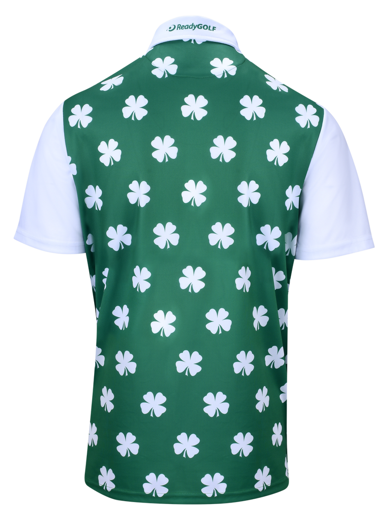 Four-Leaf Clover (White) Mens Golf Polo Shirt by ReadyGOLF