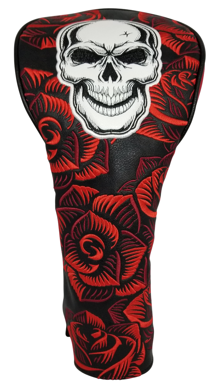 Skull & Roses All-Over Embroidered Driver Headcover by ReadyGOLF