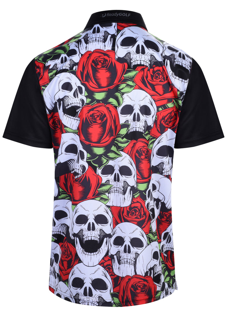 Skulls & Roses Mens Golf Polo Shirt by ReadyGOLF