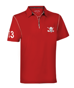 Tattoo Golf: Men's Lucky 13 Hybrid Performance  Polo Golf Shirt - Red/White