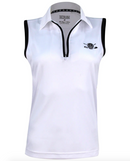 Tattoo Golf: Women's Sleeveless Lucky 13 ProCool Golf Shirt - White/Black Clothing