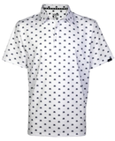 Tattoo Golf: Men's Micro Skull ProCool Golf Shirt - White Clothing