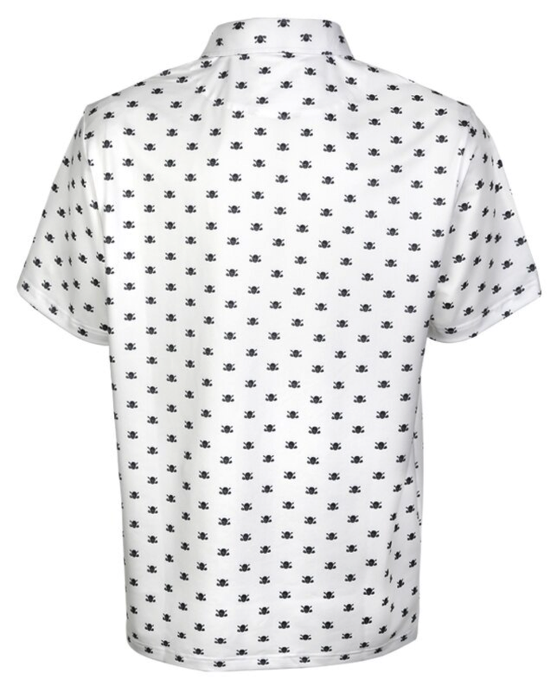 Tattoo Golf: Men's Micro Skull ProCool Golf Shirt - White