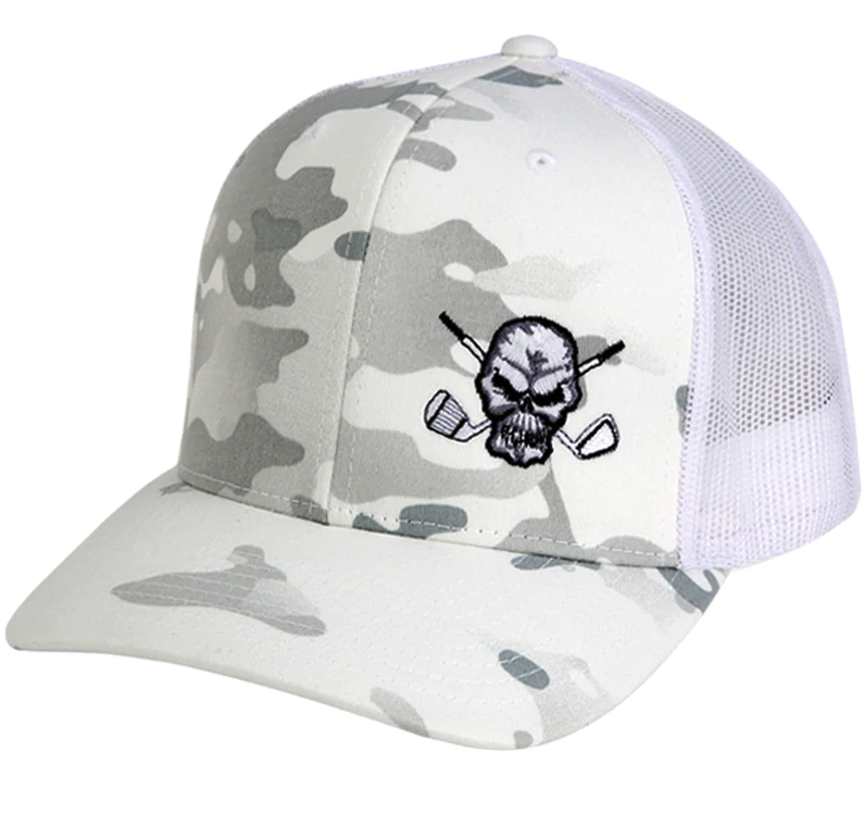 Tattoo Golf: Camo Trucker Golf Hat - White