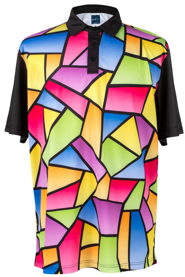 Stained Glass Mens Golf Polo Shirt by ReadyGOLF