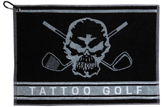 Tattoo Golf: Golf Towel - Woven Skull Design (Black)