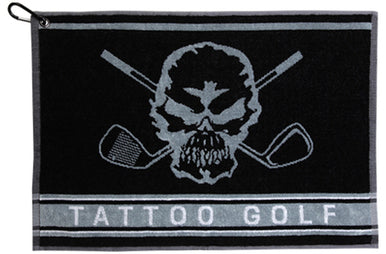 Tattoo Golf: Golf Towel - Woven Skull Design (Black)
