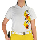 Golf Knickers: Ladies Argyle Paradise Golf Shirt - Yellow/Orange/White Clothing