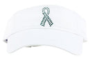 Dolly Mama Ladies Serena Sports Visor - Teal Ribbon on White Hats
