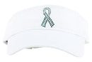 Dolly Mama Ladies Serena Sports Visor - Teal Ribbon on White Hats