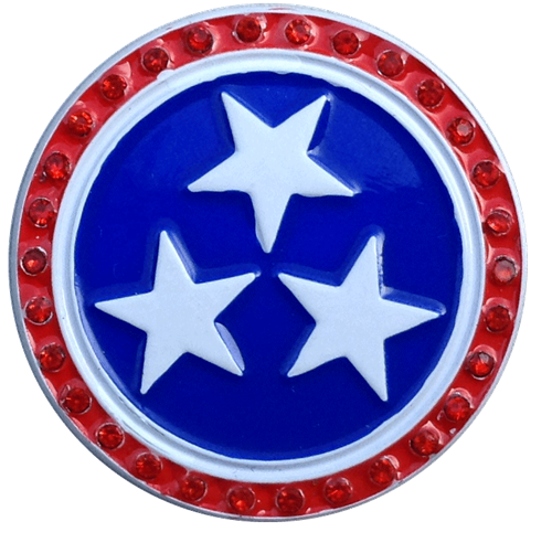 ReadyGolf: Tennessee Flag Ball Marker & Hat Clip with Crystals