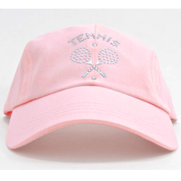 Dolly Mama Ladies Rachel Baseball Hat - Tennis Emblem on Pink