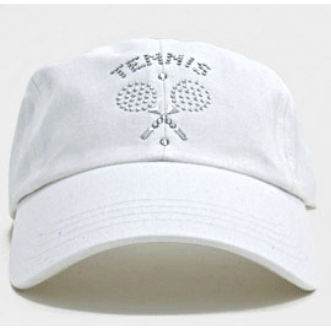 Dolly Mama Ladies Rachel Baseball Hat - Tennis Emblem on White