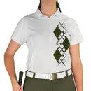 Golf Knickers: Ladies Argyle Paradise Golf Shirt - Olive/White Clothing